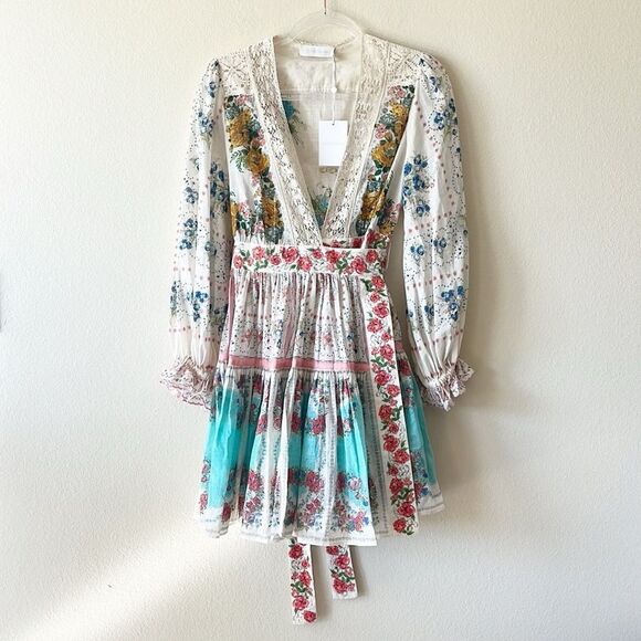 Zimmermann Clover Patched Wrap Mini Dress - Picture 2 of 16